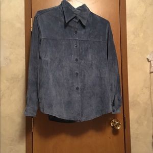 Suede leather women’s top jacket Medium Blue gray